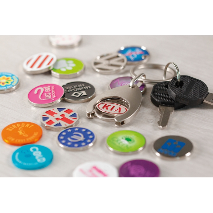 Llaveros moneda carrito personalizado MK4010 personalizado con logo