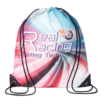 Mochila de cuerdas de poliéster 210D con esquinas de PU personalizado con logo