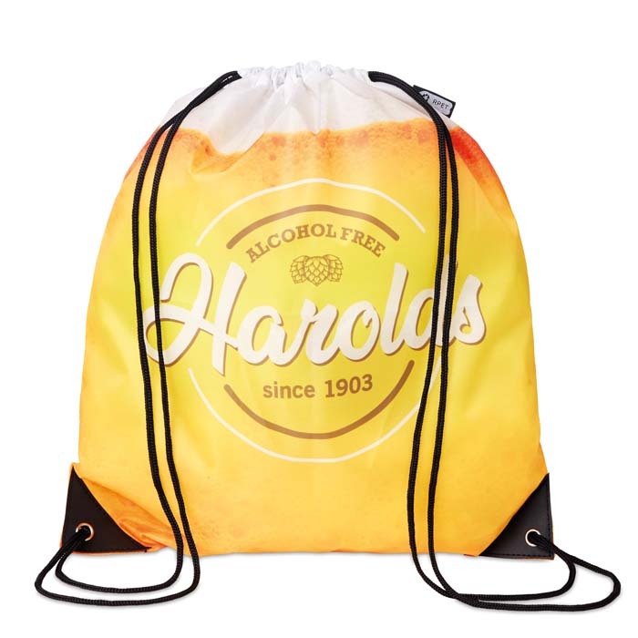 Mochila de cuerdas de RPET con esquinas de PU personalizado con logo
