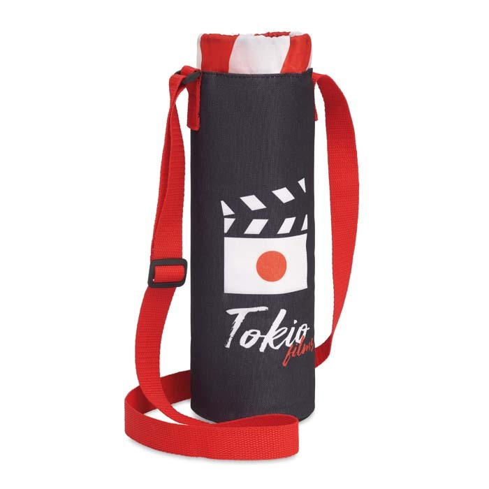 Bolsa nevera de botellas a todo color con cierre de cordón. personalizado con logo