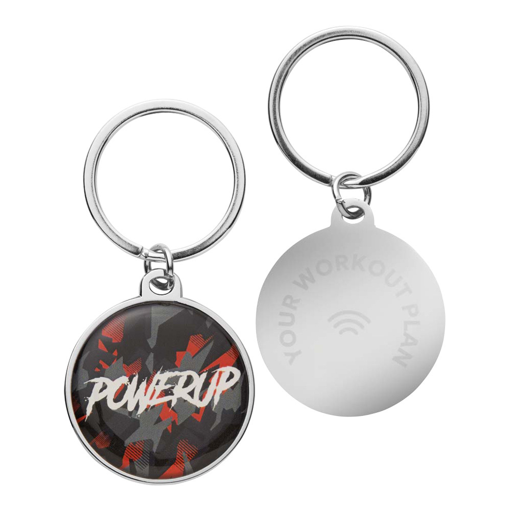 Llavero NFC de hierro con forma redonda en doming personalizado con logo