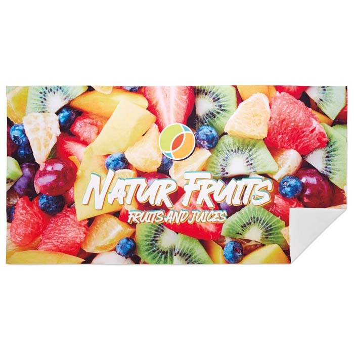 Toalla de playa a todo color en poli algodón de 350 g/m². personalizado con logo