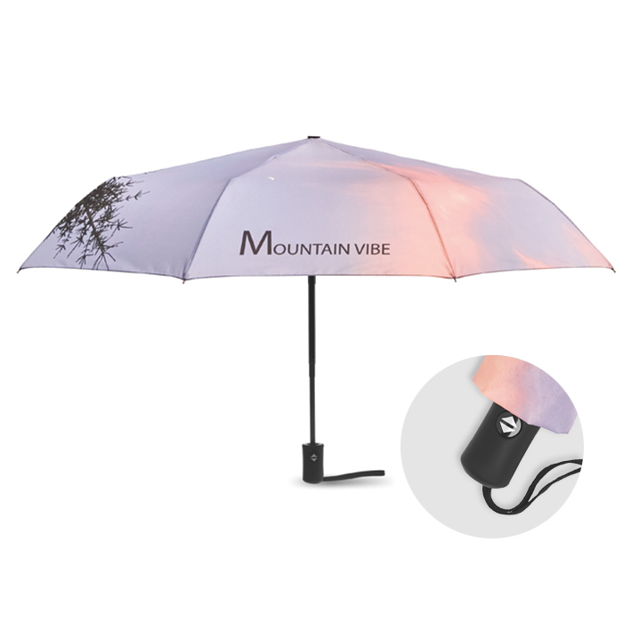 Paraguas plegable de diámetro 95cm/21″ . Apertura y cierre automáticos. personalizado con logo