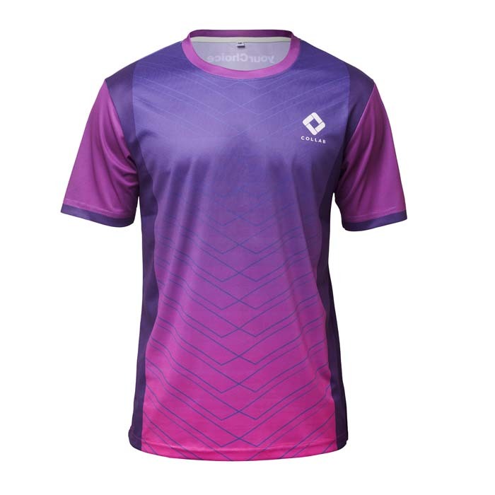 Camiseta de cuello redondo de malla de poliéster de 145 g personalizado con logo