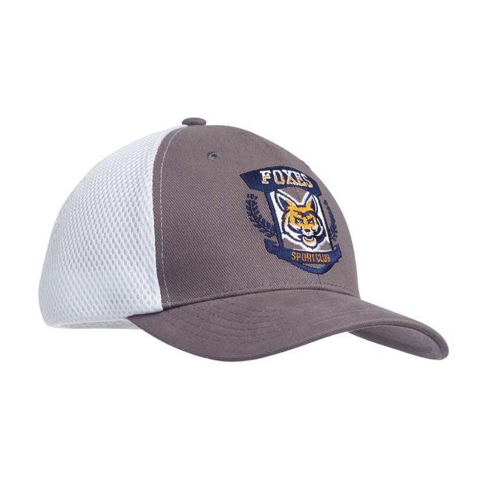 Gorra de algodón grueso cepillado con sandwich y parte trasera de malla. personalizado con logo