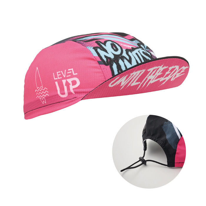 Gorra de ciclista para adultos, a todo color y con cierre de cordón. personalizado con logo