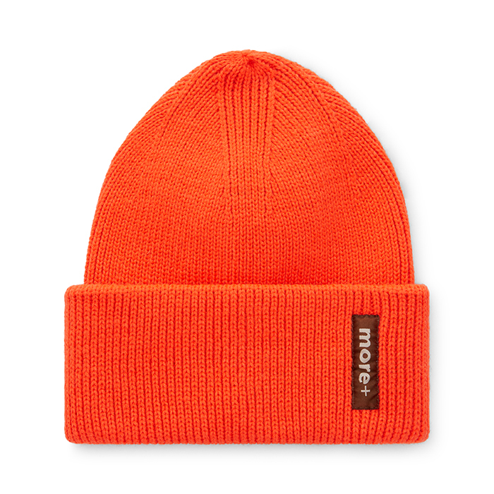 Gorro acanalado de puño alto en rPET de una sola capa. personalizado con logo