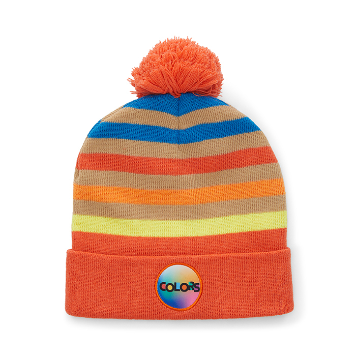 Gorro RPET jacquard personalizado, con puño y borla. personalizado con logo