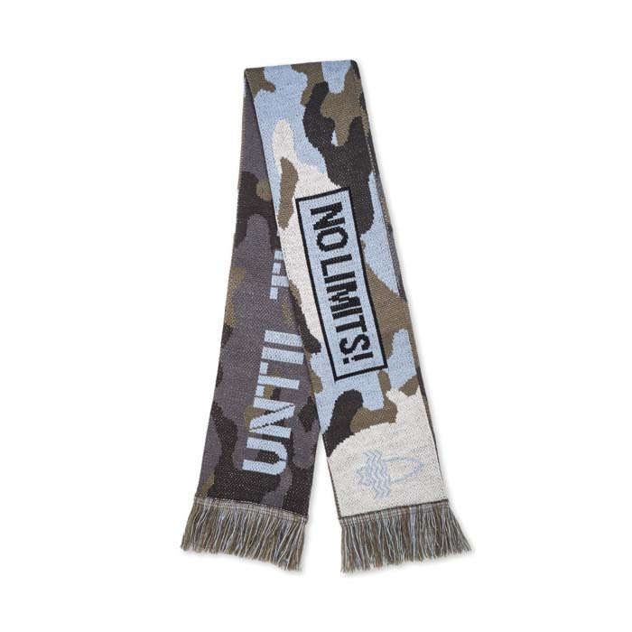 Bufanda jacquard en acrílico de doble capa con diseño multicolor. personalizado con logo