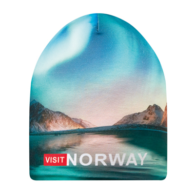 Gorro de poliéster a todo color con forro polar. personalizado con logo