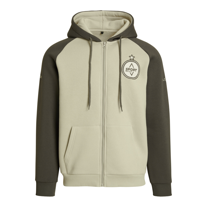 Sudadera Raglan con capucha y cremallera 320g Polialgodón (40+ colores) personalizado con logo