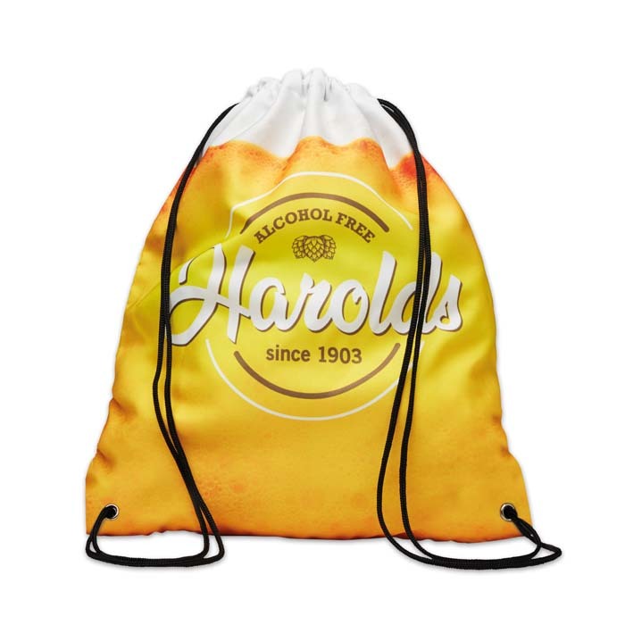 Mochila de cuerdas de poliéster de sarga, tacto suave personalizado con logo