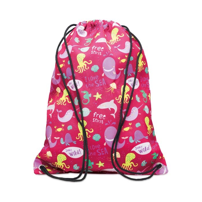 Mochila de cuerdas de poliéster 220gsm para impresiones con colores vivos personalizado con logo
