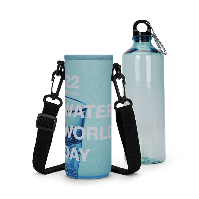 Portabotellas de neopreno sublimado. personalizado con logo