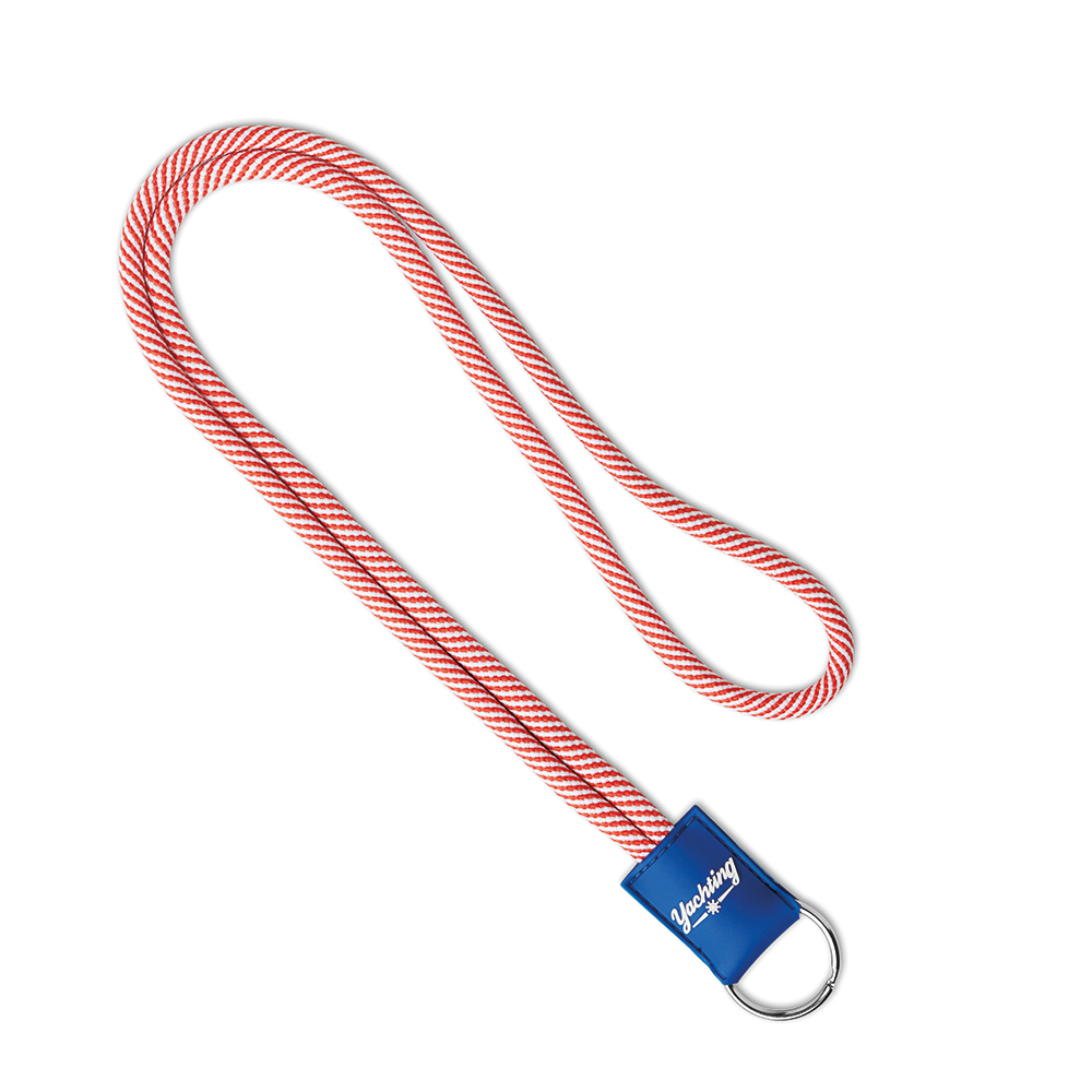 Lanyard de poliéster de dos tonos con placa de PVC. personalizado con logo