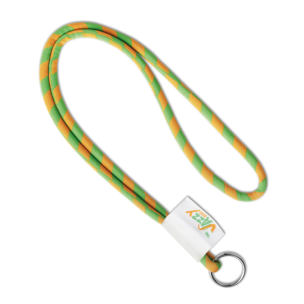 Lanyard cordón de poliéster 2 tonos con etiqueta impresa a todo color o etiqueta tejida. personalizado con logo