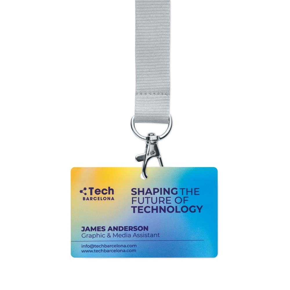 Identificadores de papel laminado y duradero (54×86 mm) personalizado con logo