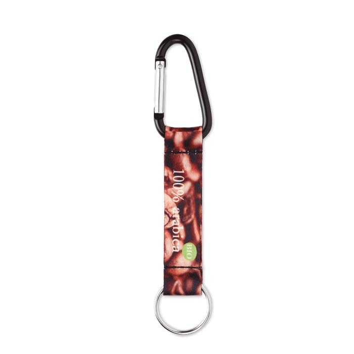 Mosquetón con cinta sublimada de RPET personalizado con logo