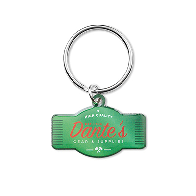 Llavero de acero inoxidable en forma personalizada y con gota de resina a todo color personalizado con logo