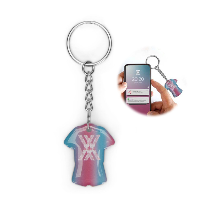 Forma personalizada Llavero NFC preprogramado con doming. personalizado con logo