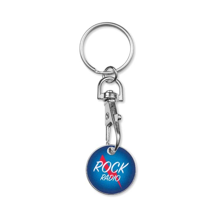 Llavero con moneda para carrito de imitación de esmalte duro con impresión a todo color personalizado con logo