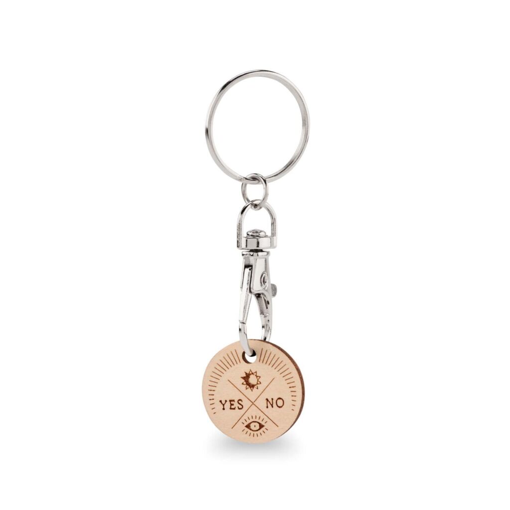Moneda para carrito de madera con diseño impreso o grabado personalizado con logo