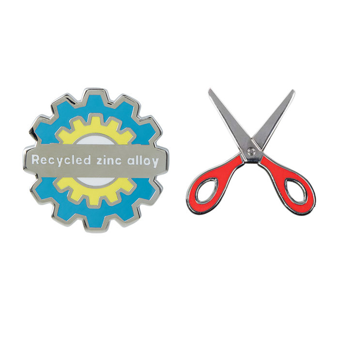 Pin de solapa de aleación de zinc reciclado de forma personalizada con diseño de logotipo en imitación de esmalte duro. personalizado con logo