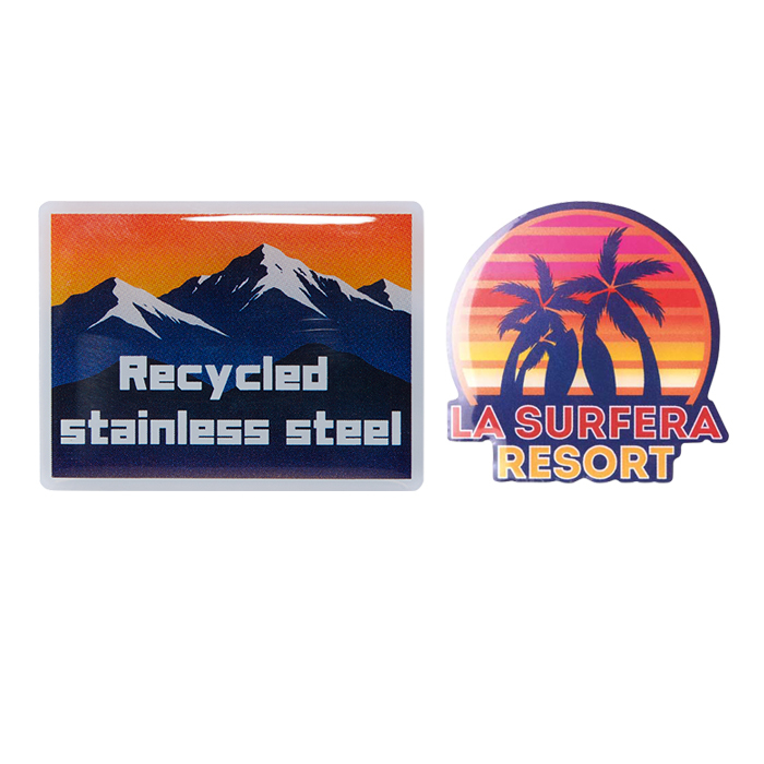 Pin de solapa de acero inoxidable reciclado con forma personalizada y doming a todo color. personalizado con logo