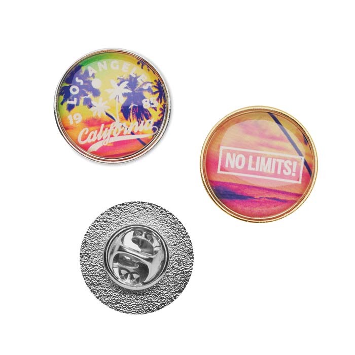 Pin redondo de metal con doming personalizado con logo