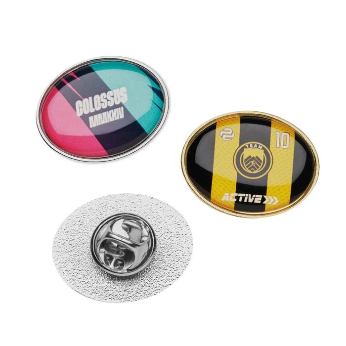 Pin ovalado de metal con doming personalizado con logo
