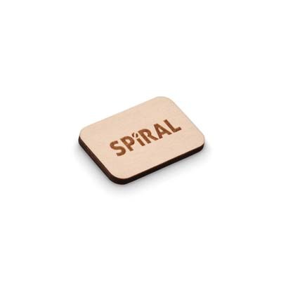 Pin de madera en forma de rectángulo personalizado con logo
