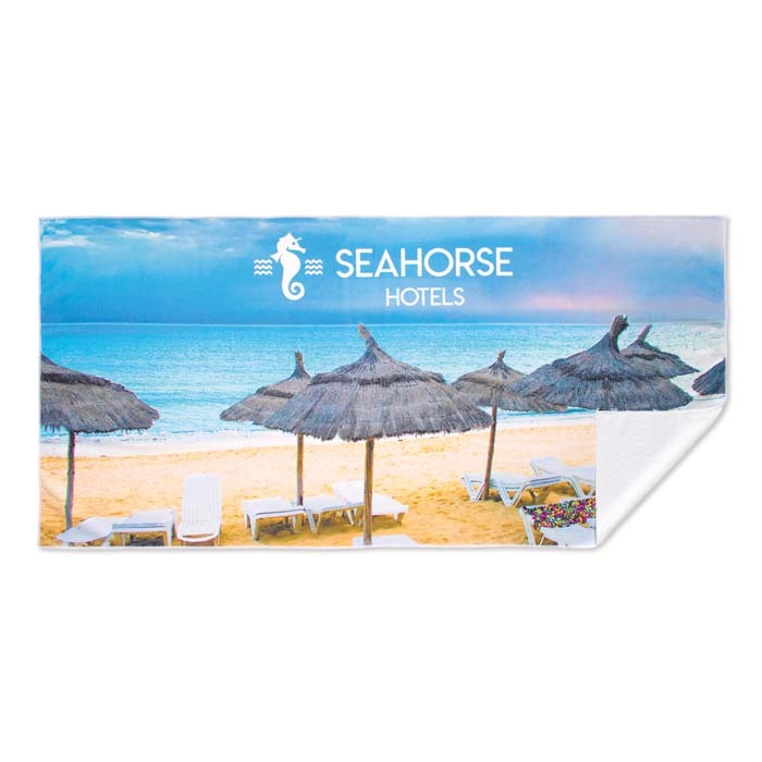 Toalla de playa de microfibra de 240 g/m2 a todo color. personalizado con logo