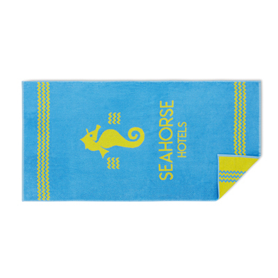 Toalla de playa de algodón tejida a 2 colores de 350 gsm. personalizado con logo