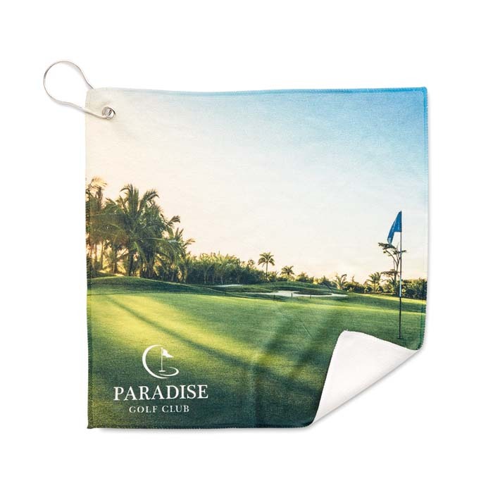 Toalla de golf de poli algodón a todo color (280 g/m²). personalizado con logo
