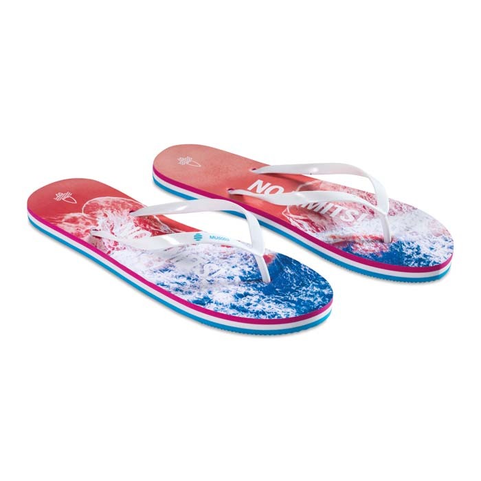 Chanclas de playa multicolores de triple capa: deje las huellas de su logotipo en la arena. personalizado con logo