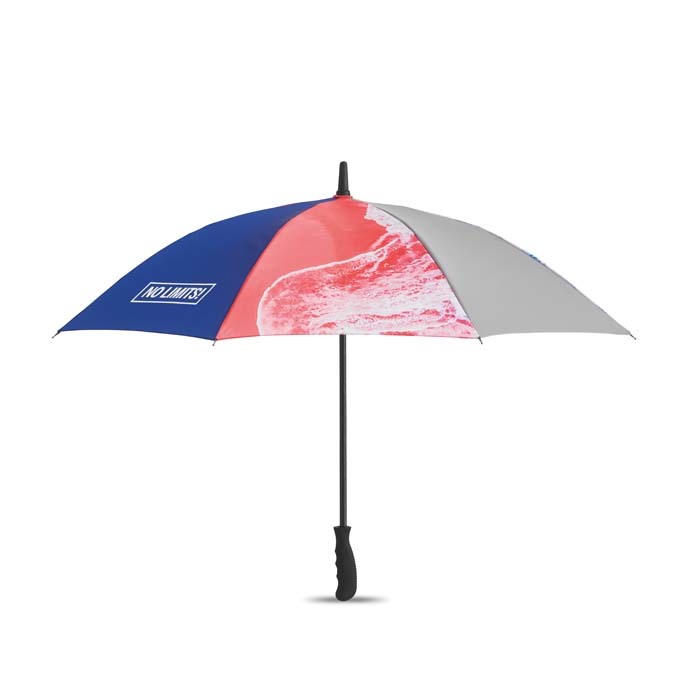 Paraguas anti viento de 23″ (102cm) con mango de plástico rígido. personalizado con logo