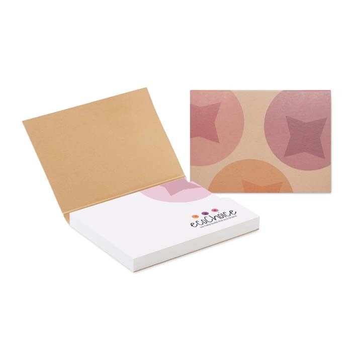 Tapa blanda de papel reciclado con 100 notas adhesivas (UE) personalizado con logo