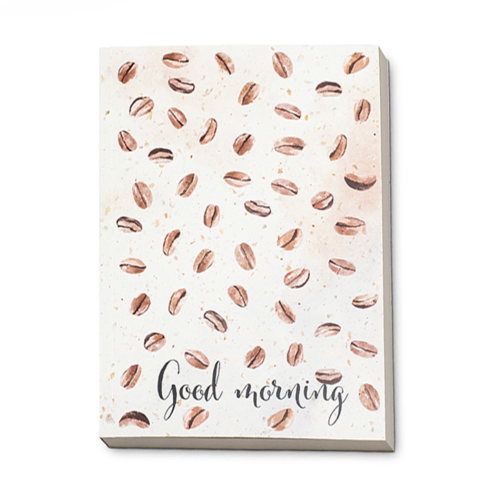 Libreta de tapas blandas de papel de café A5 con las hojas impresas con su diseño. personalizado con logo