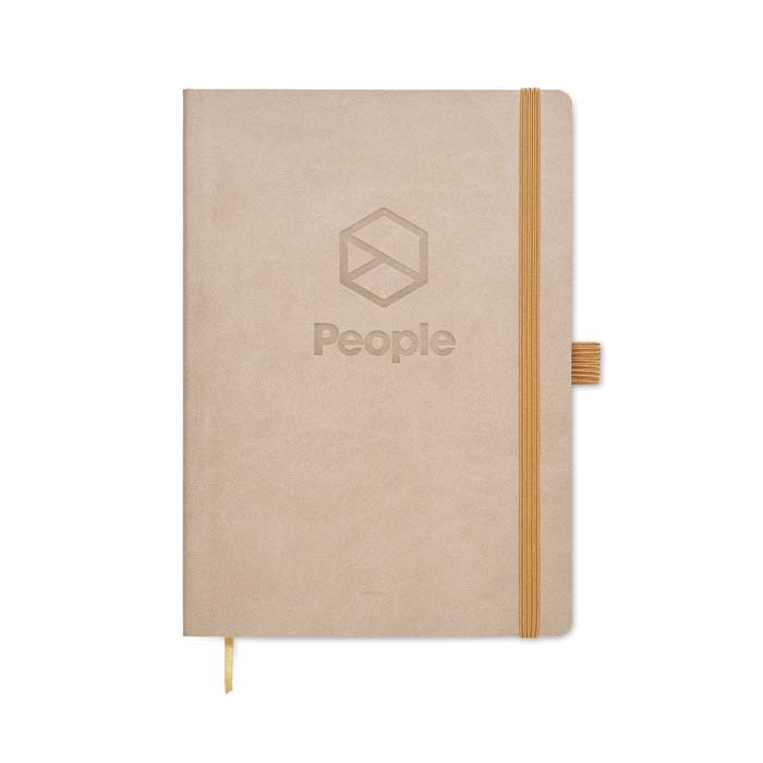 Libreta de tapas blandas de cuero PU tamaño A5 con hojas impresas con su diseño. personalizado con logo