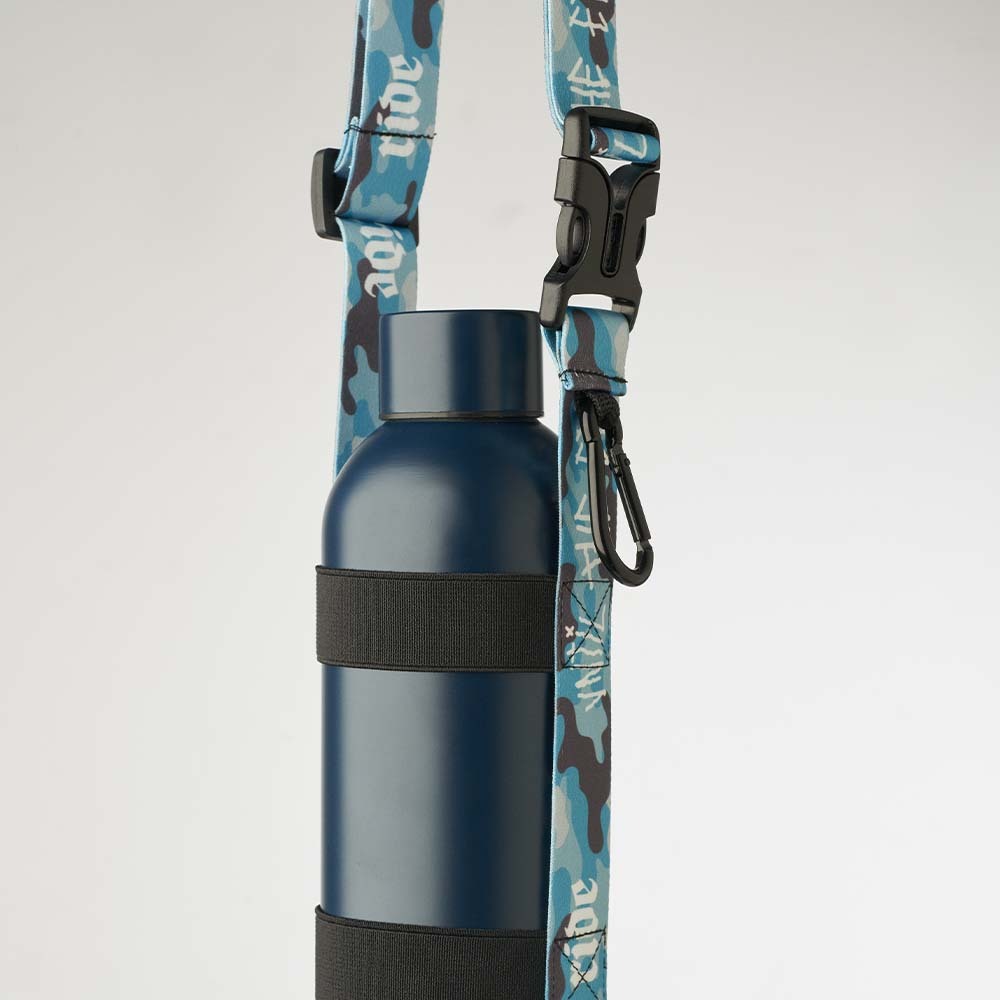 Porta botellas Crossbody sublimado desmontable con mosquetón personalizado con logo